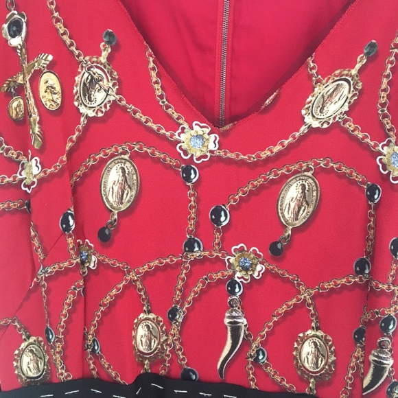 Dolce Gabbana Napoli Rosary print dress IT44 new - Picture 2 of 8